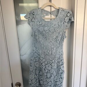 Lulu's Light Blue Lace Backless Dress